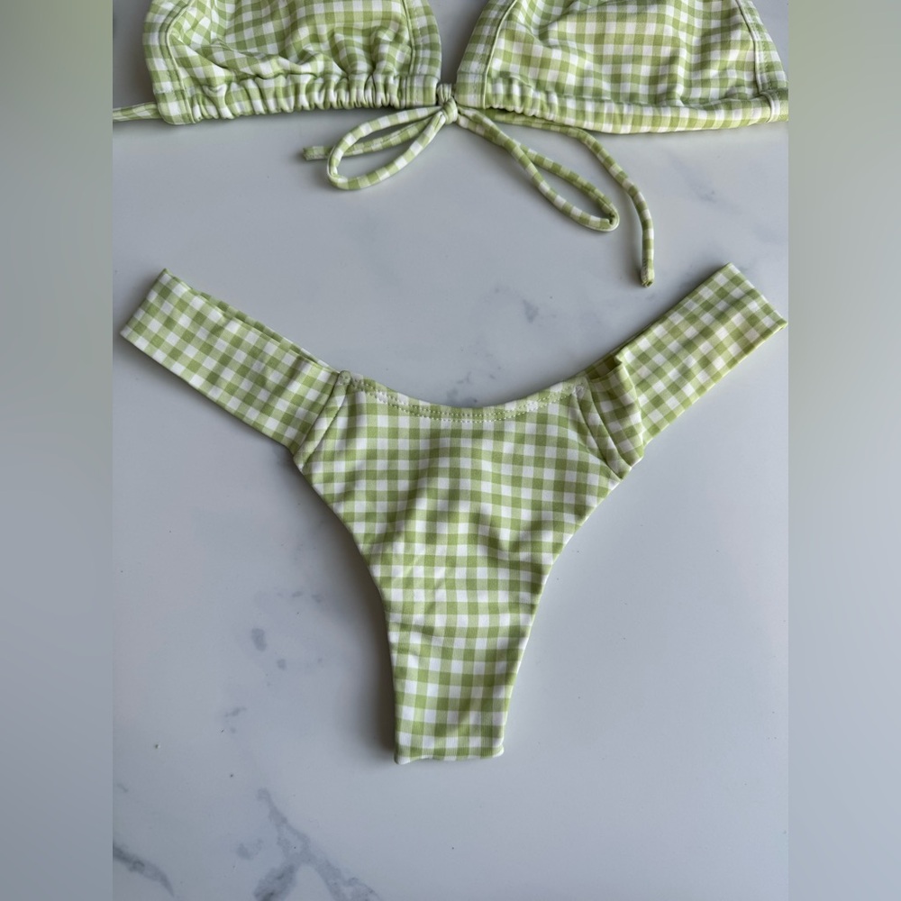 Montce Green Gingham Triangle Bikini Set - Picture 5 of 6